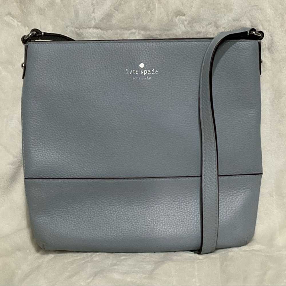 Kate Spade Bay Street Cora Leather Pebbled Crossbody in Slate Blue